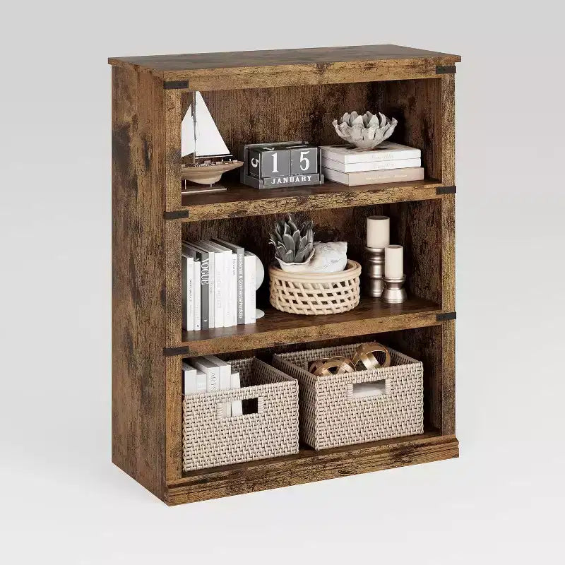 3Tier Farmhouse Bookcase, 67.4 Tall Book Shelf with Storage, Wooden Bookshelves 5 Shelf Display Shelves for Home Office