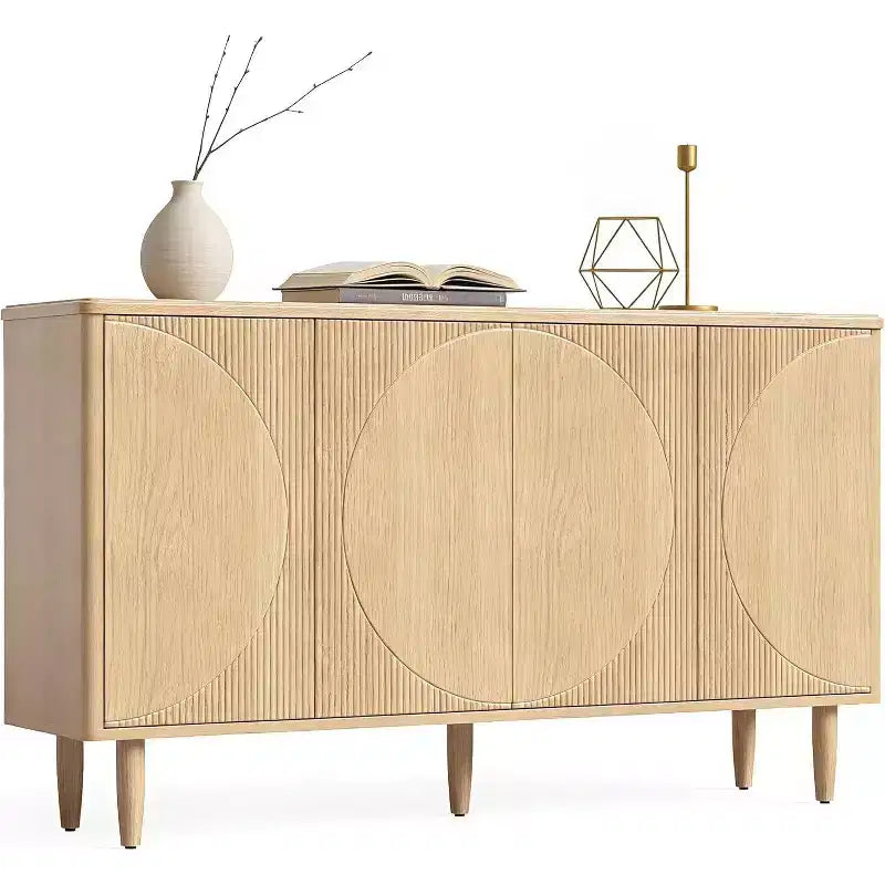 Lantine 59-Inch Oak Sideboard Buffet Cabinet: Modern Storage Credenza with Doors for Dining & Living Room (Light Oak)