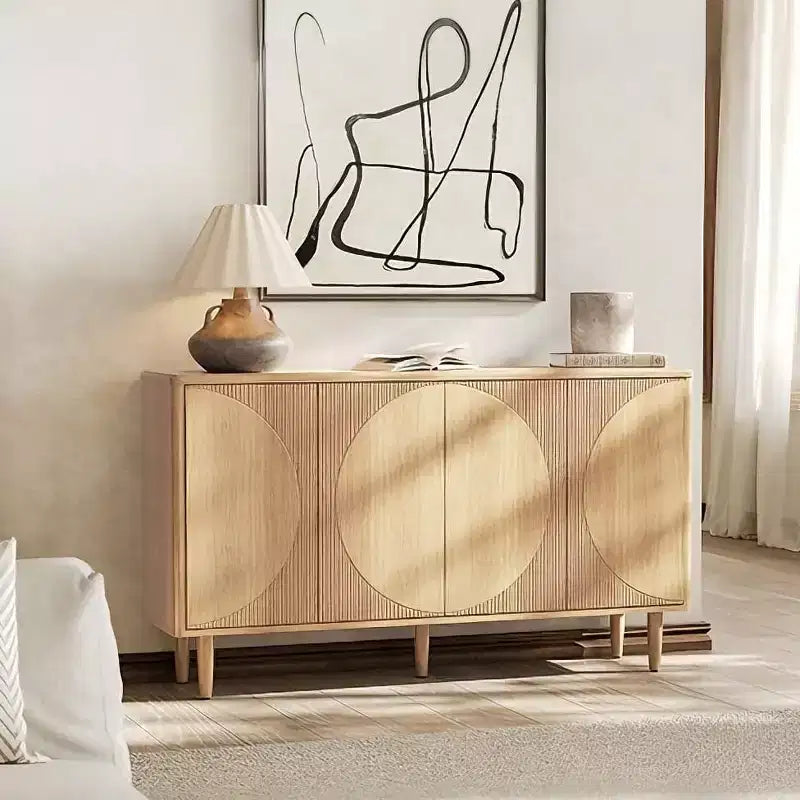 Credenza a buffet in rovere da 59 pollici, madia moderna con ante per sala da pranzo e soggiorno, rovere chiaro