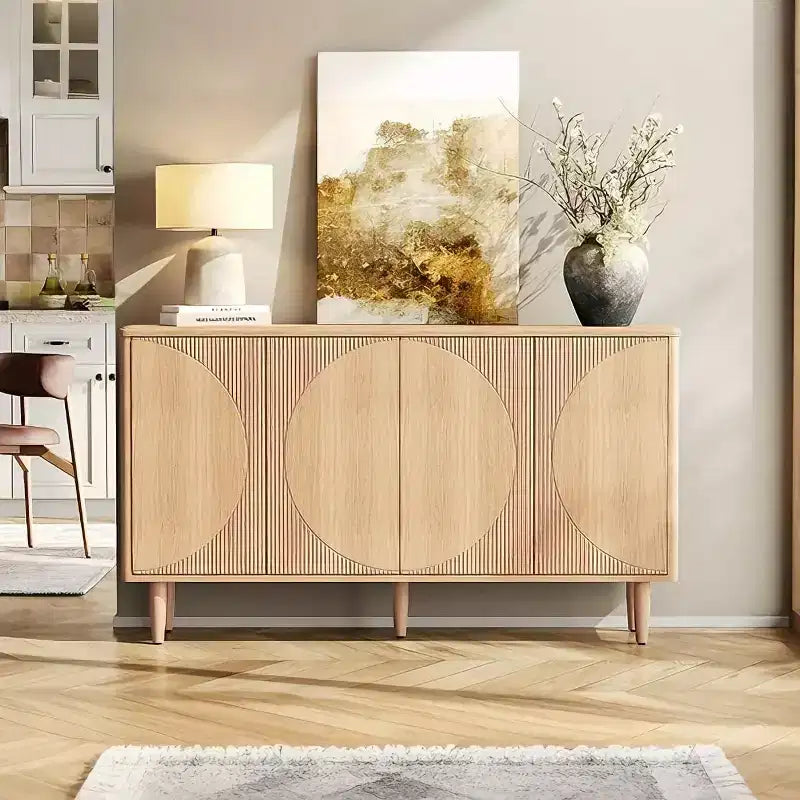 Credenza a buffet in rovere da 59 pollici, madia moderna con ante per sala da pranzo e soggiorno, rovere chiaro