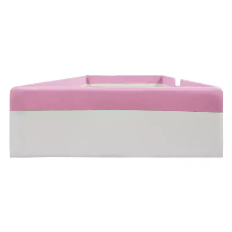 Struttura letto a pavimento Twin/Full/Queen Size con recinzione e scale, giroletto a pavimento imbottito in PU per bambine e bambini, per soggiorno