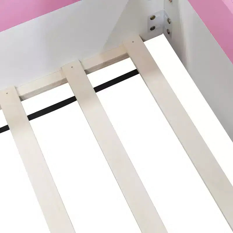 Struttura letto a pavimento Twin/Full/Queen Size con recinzione e scale, giroletto a pavimento imbottito in PU per bambine e bambini, per soggiorno
