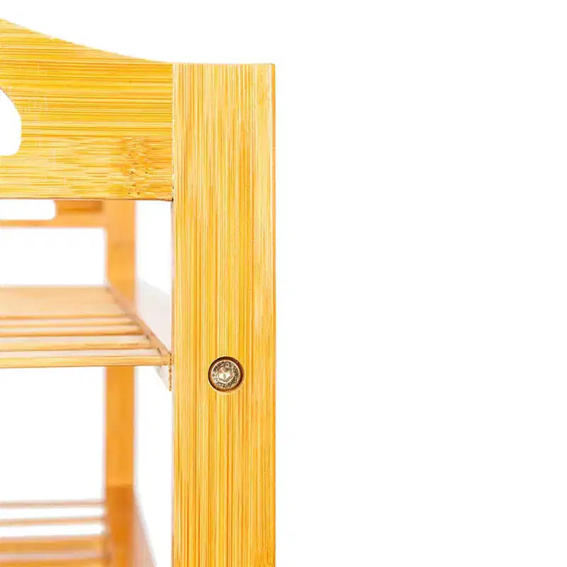 Concise 12-Batten 4 Tiers Bamboo Shoe Rack Wood Color