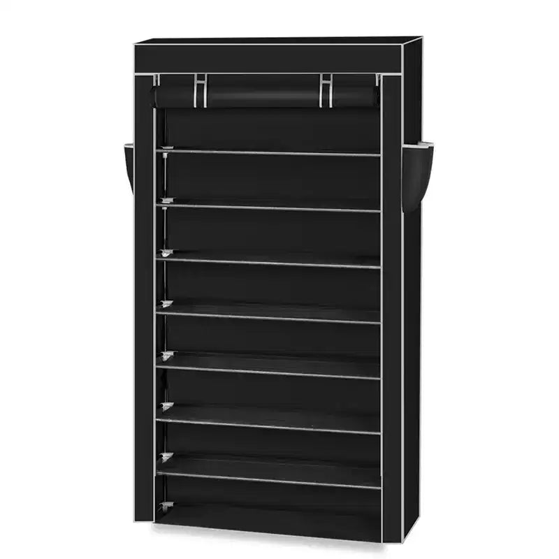 Scarpiera a 10 livelli con copertura antipolvere Armadietto portascarpe Organizzatore Nero