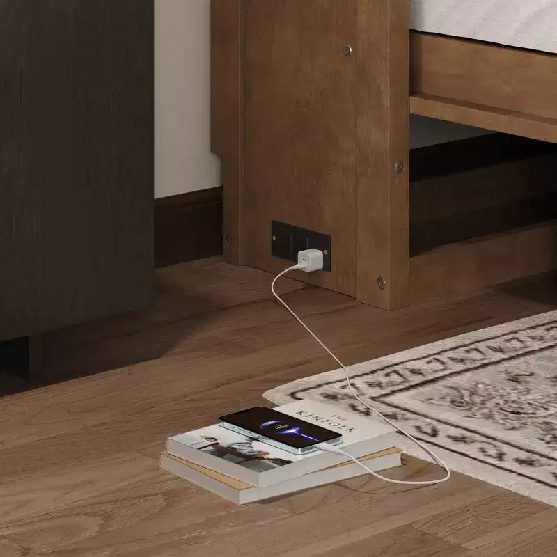 Letto a scomparsa singolo con mensole portaoggetti, letto a scomparsa singolo in legno con stazione di ricarica e cassetto, letto a cassettone pieghevole per camera degli ospiti
