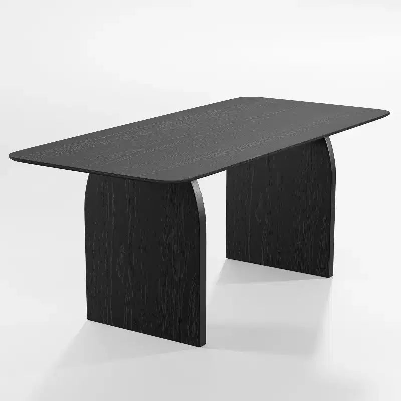 Tavolo da pranzo stile rustico da 170 x 85 cm, tavolo da cucina in legno massiccio con gambe ad arco, piano quadrato nero