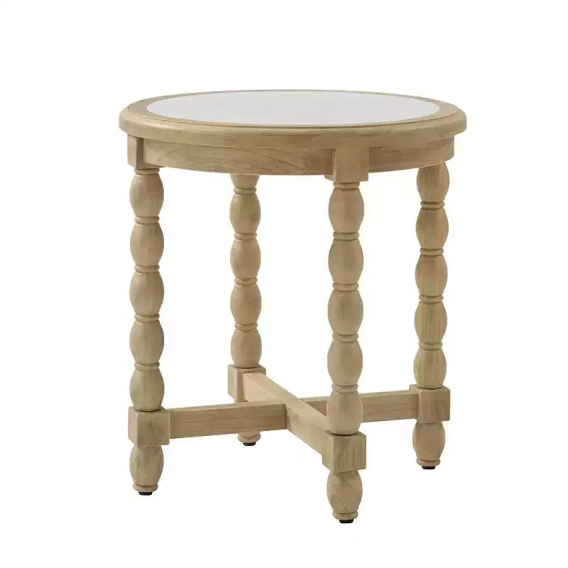 Robbie Farmhouse Style End Table With Marble Pattern Top|ARTFUL LIVING DESIGNS