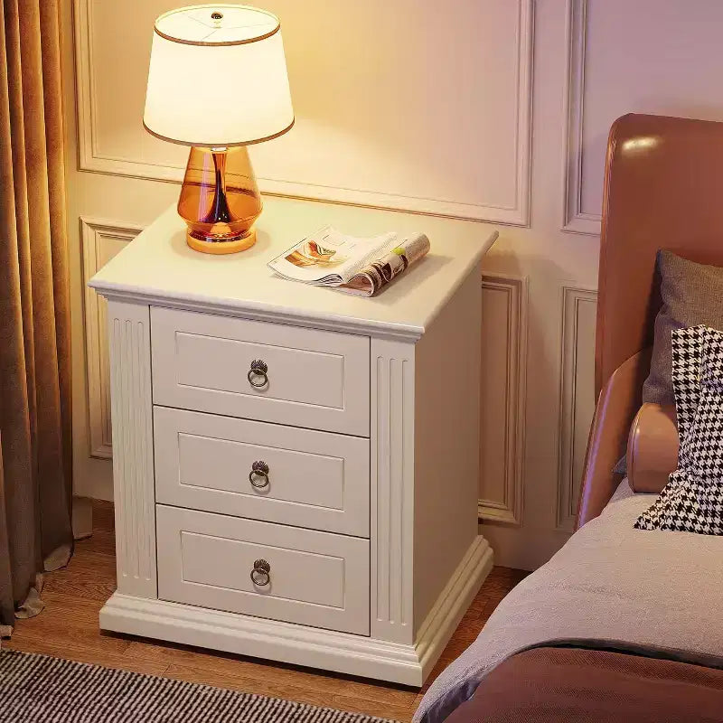 3-Drawer Nightstand, Modern Bedside Table with Storage Drawers, Wood Side End Table for Bedroom, Beige