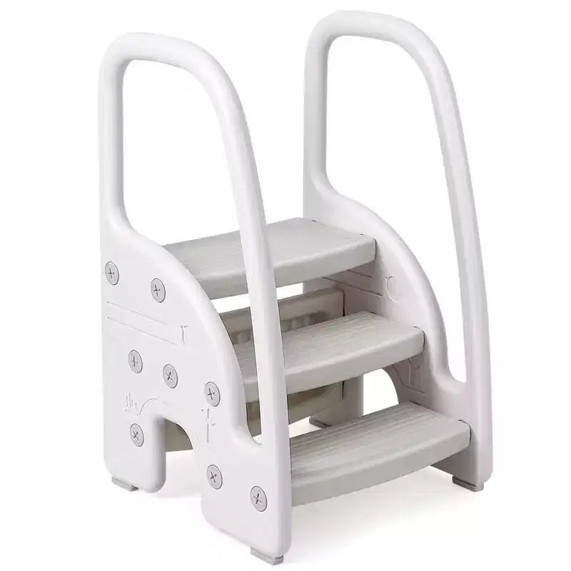 Toddler Step Stool for Independence - 3-Step Learning Stool with Handles & Non-Slip Pads for Sink, Toilet & Kitchen, Easy-Clean Plastic (Pink)