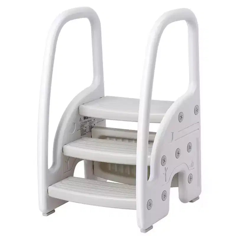 Toddler Step Stool for Independence - 3-Step Learning Stool with Handles & Non-Slip Pads for Sink, Toilet & Kitchen, Easy-Clean Plastic (Pink)
