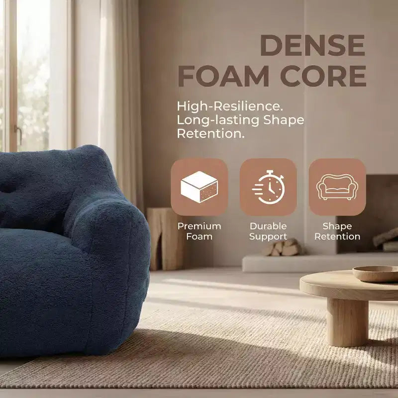 Bean Bag Chair for Adults, Comfy Bean Bag Sofa Chair with Armrests, High-Density Foam Filled Lazy Chair for Living Room, Bedroom & Reading