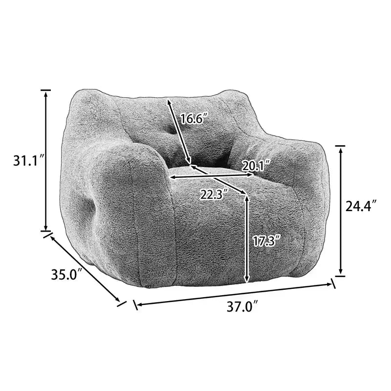 Bean Bag Chair for Adults, Comfy Bean Bag Sofa Chair with Armrests, High-Density Foam Filled Lazy Chair for Living Room, Bedroom & Reading