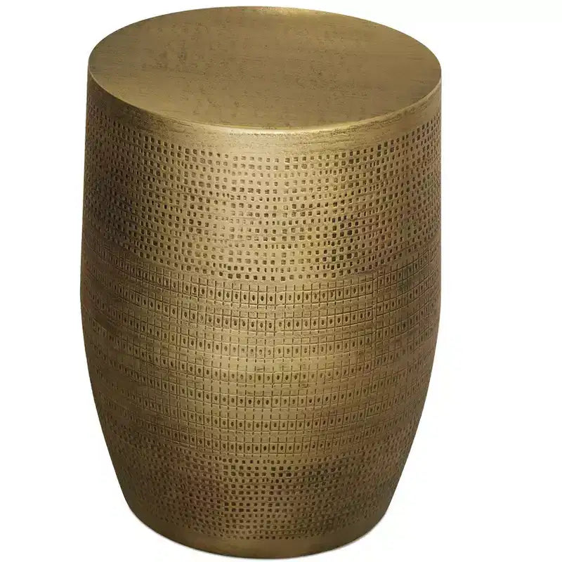 15-Inch Boho Morse Pattern Metal Accent Table, Fully Assembled