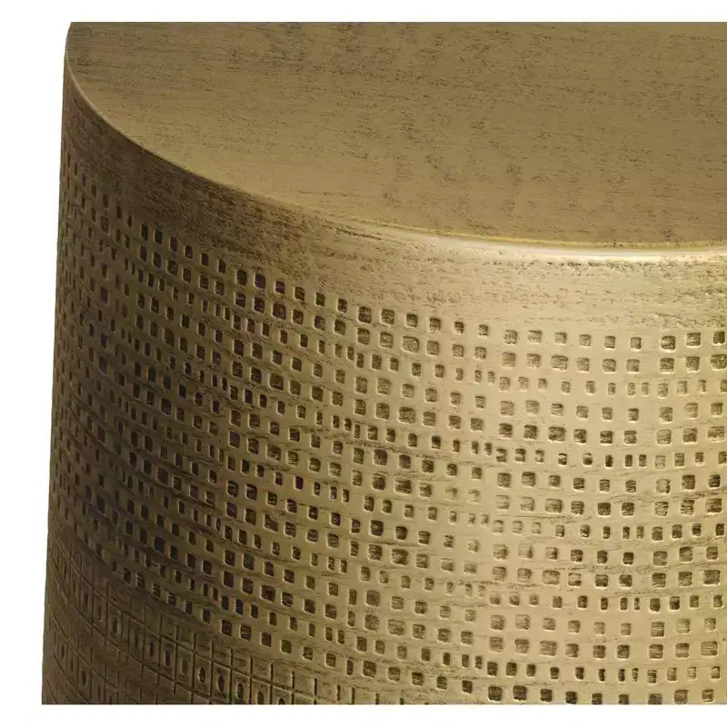 15-Inch Boho Morse Pattern Metal Accent Table, Fully Assembled