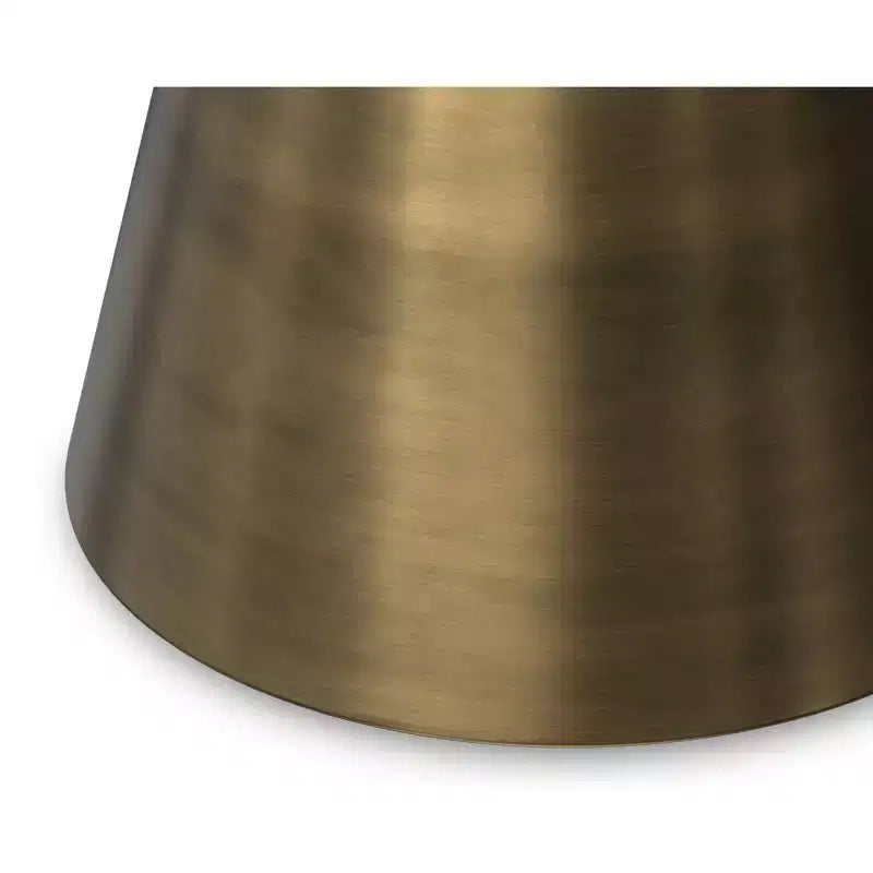 Tavolino da salotto moderno contemporaneo in metallo, 35,5 cm, bianco e ottone anticato, completamente assemblato
