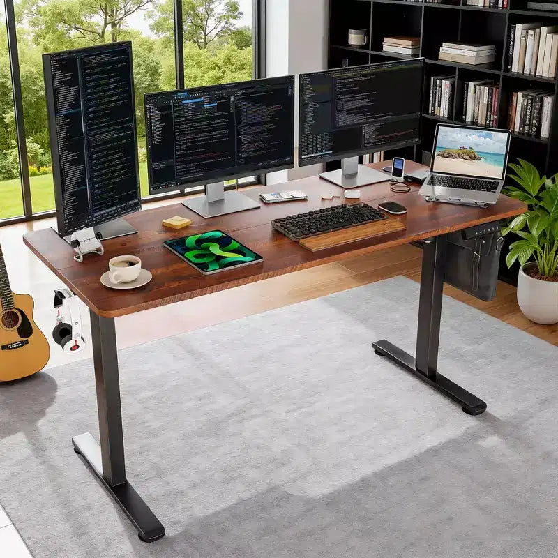 Home Office Electric Standing Desk, Adjustable Height Sit-Stand Desk with Splice Board, 55 x 24 Inch