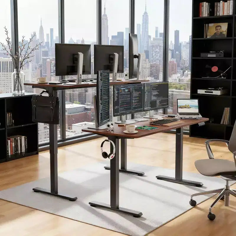 Home Office Electric Standing Desk, Adjustable Height Sit-Stand Desk with Splice Board, 55 x 24 Inch