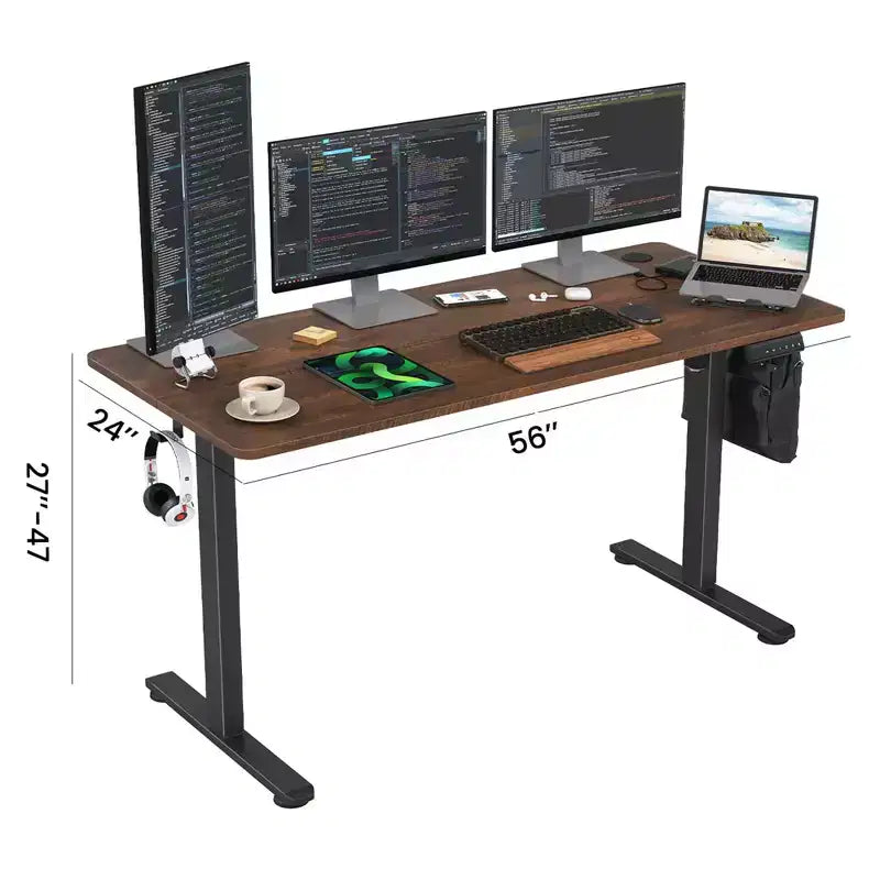 Scrivania Elettrica Regolabile in Altezza da Ufficio, Scrivania Sit-Stand con Piano Unito, 140 x 60 cm
