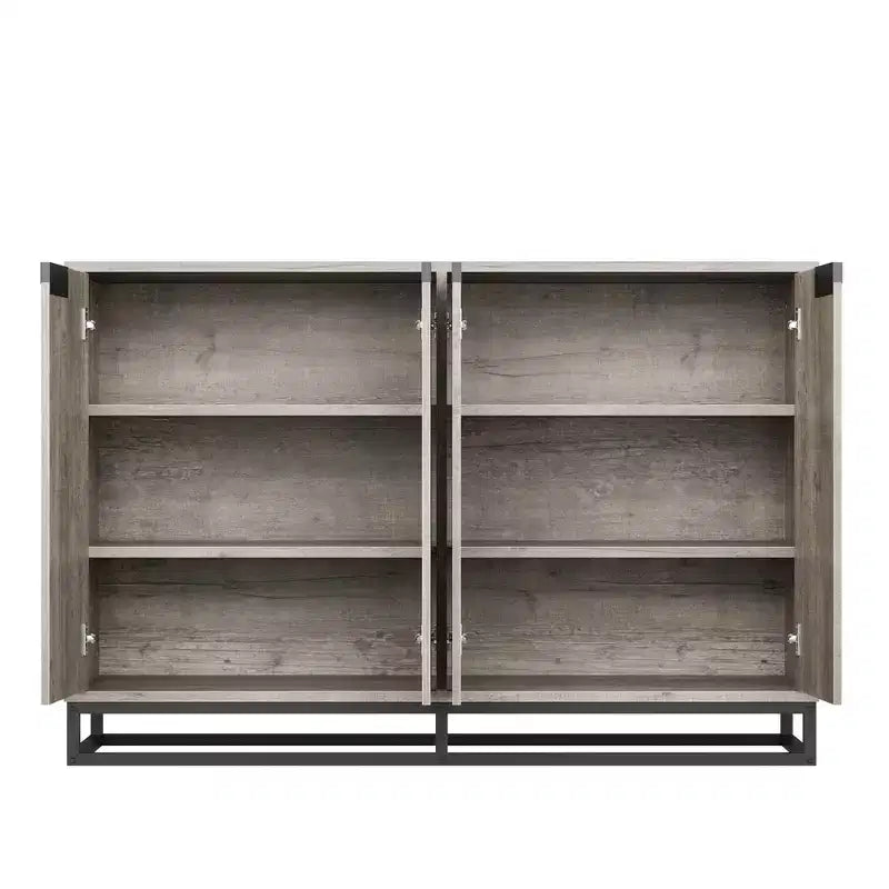 Credenza a Buffet da 55 Pollici con Mobile Contenitore, 4 Ante e Ripiani Regolabili per Cucina o Soggiorno
