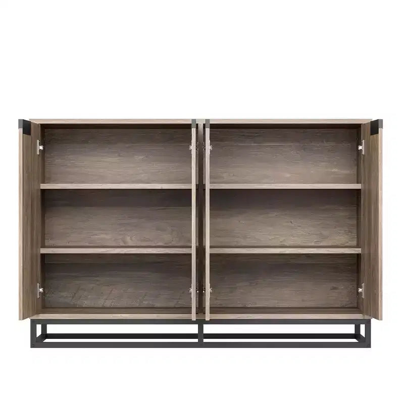 Credenza a Buffet da 55 Pollici con Mobile Contenitore, 4 Ante e Ripiani Regolabili per Cucina o Soggiorno