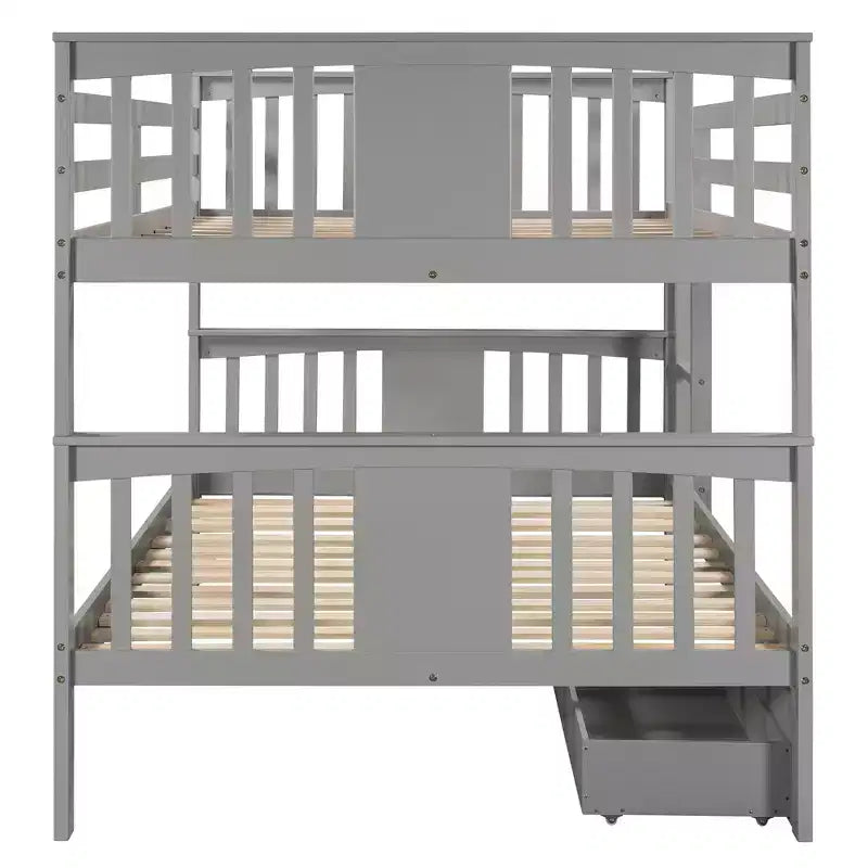 Letto a Castello in Legno Completo su Completo con 2 Cassetti Contenitori Sotto il Letto, Robusta Struttura del Letto per Camera da Letto, Grigio