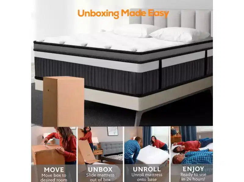 Offerta di Pasqua Materasso ibrido Queen da 14 pollici in scatola, memory foam in gel, sonno rinfrescante, sensazione media, rivestimento traspirante, certificato CertiPUR-US