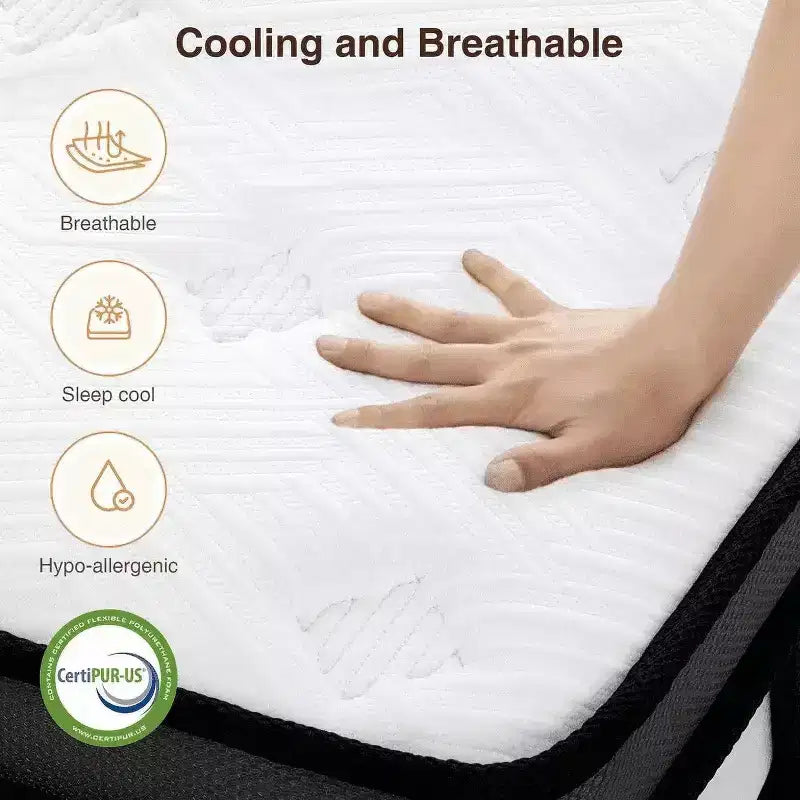 Offerta di Pasqua Materasso ibrido Queen da 14 pollici in scatola, memory foam in gel, sonno rinfrescante, sensazione media, rivestimento traspirante, certificato CertiPUR-US
