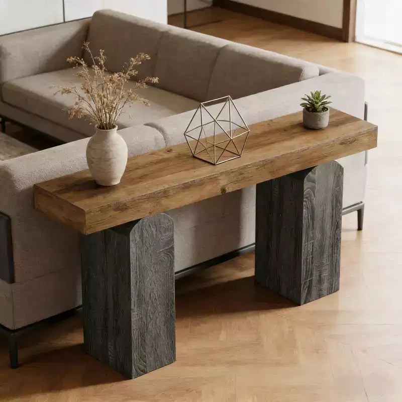 Consolle moderna da 63 pollici con gambe ad arco, tavolo da ingresso in stile rustico bicolore