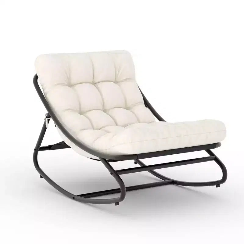 Patio Outdoor Rocking Chair, Modern Cozy Lounge Rocker Chair with Thick Cushions for Balcony Porch Patio, Sturdy Metal Frame