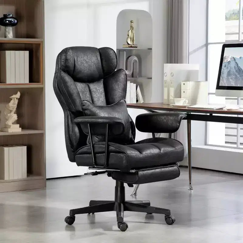 396 lbs Capacity Massage Executive Office Chair with Footrest, Lumbar Support & Reclining Function