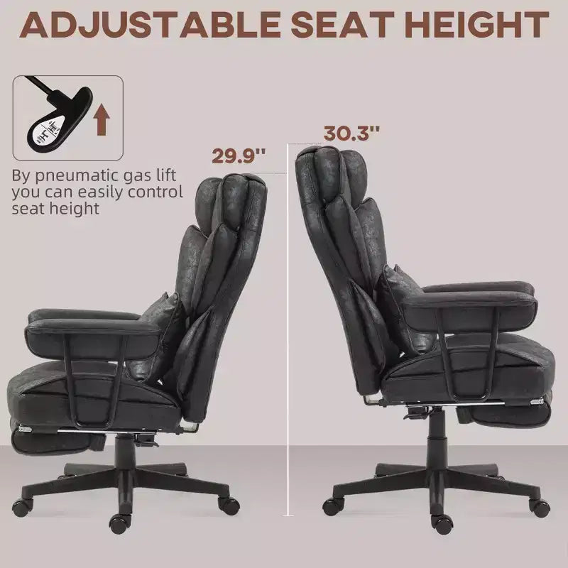 396 lbs Capacity Massage Executive Office Chair with Footrest, Lumbar Support & Reclining Function