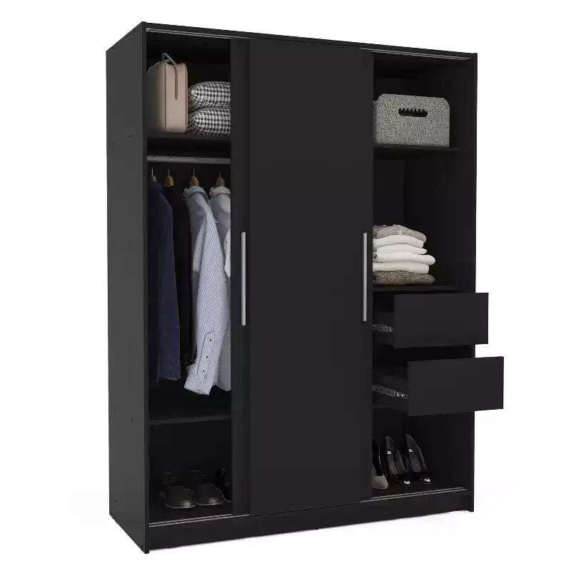 Armadio Guardaroba a 3 Ante Scorrevoli con Design Moderno e Ampio Spazio di Archiviazione