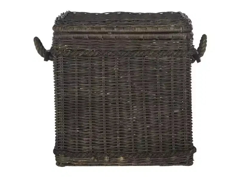 Cesta portabiancheria in vimini e rattan con coperchio e manici integrati, 159 litri