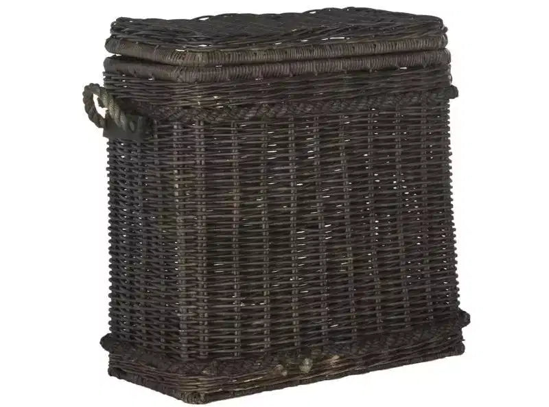 Cesta portabiancheria in vimini e rattan con coperchio e manici integrati, 159 litri
