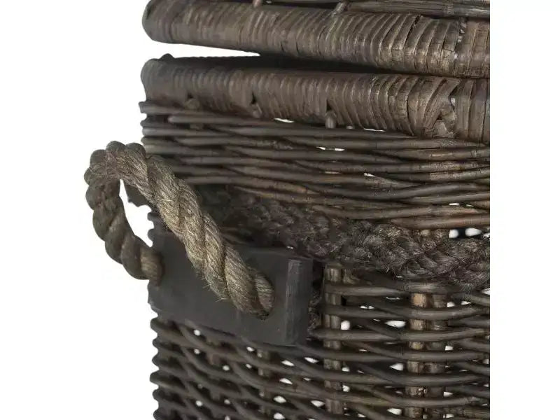 Cesta portabiancheria in vimini e rattan con coperchio e manici integrati, 159 litri