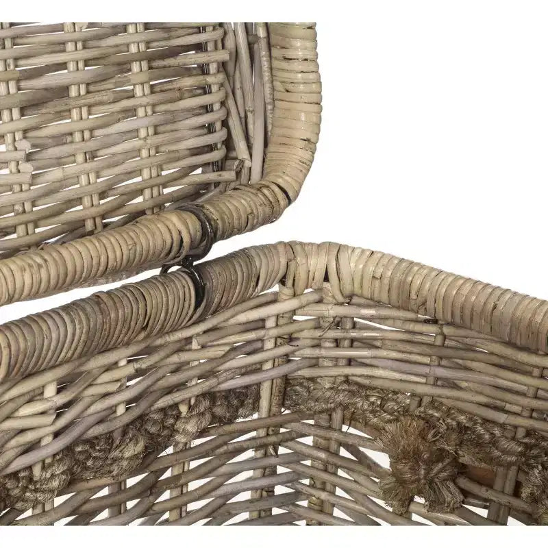Cesta portabiancheria in vimini e rattan con coperchio e manici integrati, 159 litri